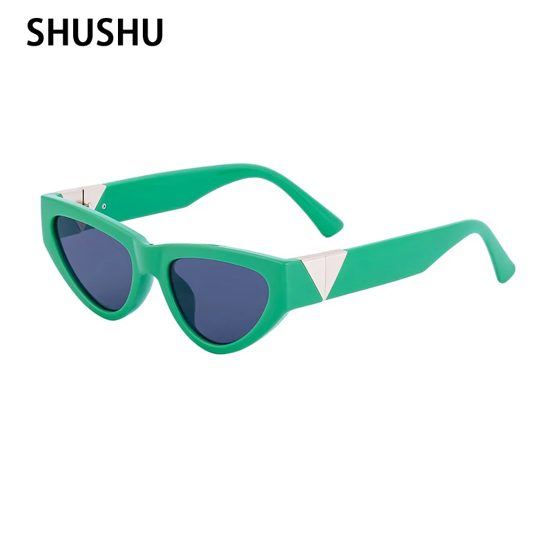 FC90 Green Cat Eye occhiali da sole donna 2023 New Trendy Small Frame occhiali da sole per donna Luxury Brand Sunglass Men UV400