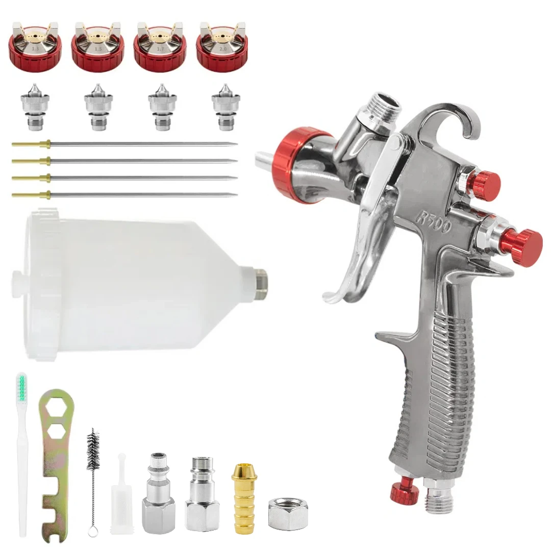 

R500 LVLP Spray Gun Airbrush Car Painting gun for Model Cake Painting Nail Art Car 1.3/1.5/1.7/2.0mm High quality Spray Gun