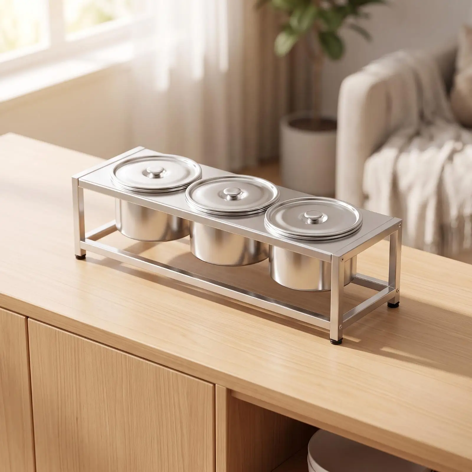 Compact Seasoning Container Holder for Countertop Organization with Secure Screw Fastened Joints