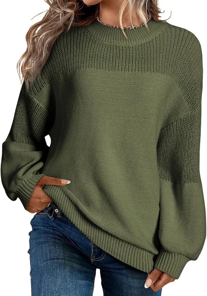 

2025 Autumn Solid Color Long-sleeved Sweater Knitted Top