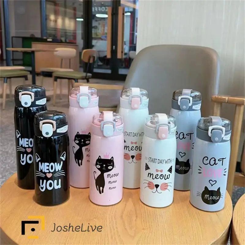 Portable Thermos Cup Cartoon Leak-proof Durable Interesting Design Keep Drinks Hot And Cold Children's Straw Thermos Thermos Cup