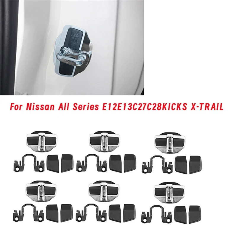 

6 Set Car TRD Door Stabilizer Protector For Nissan All Series E12/E13/C27/C28/KICKS/ X-TRAIL Door Latches Buckle Covers