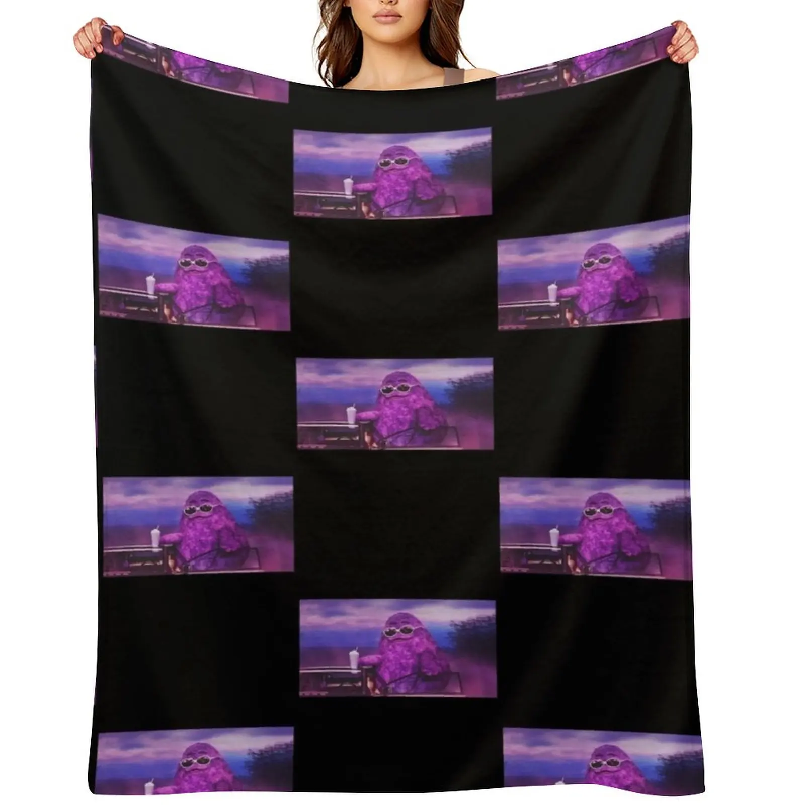 

Grimace Birthday Shake Throw Blanket Soft Softest Tourist Cute Plaid Blankets