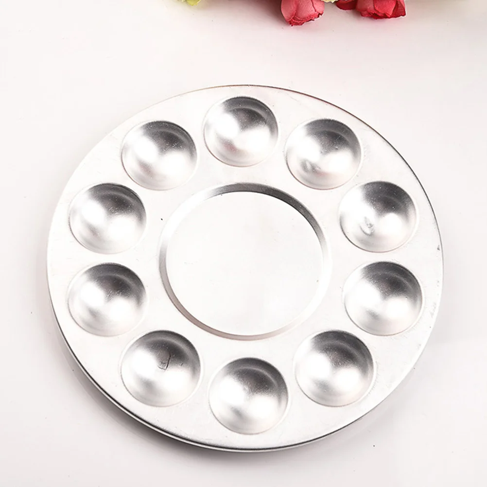 2Pcs Aluminum Watercolor Paint Palette 10 Compartment Drawing Tray Portable Easy Clean Art Craft for Beginners