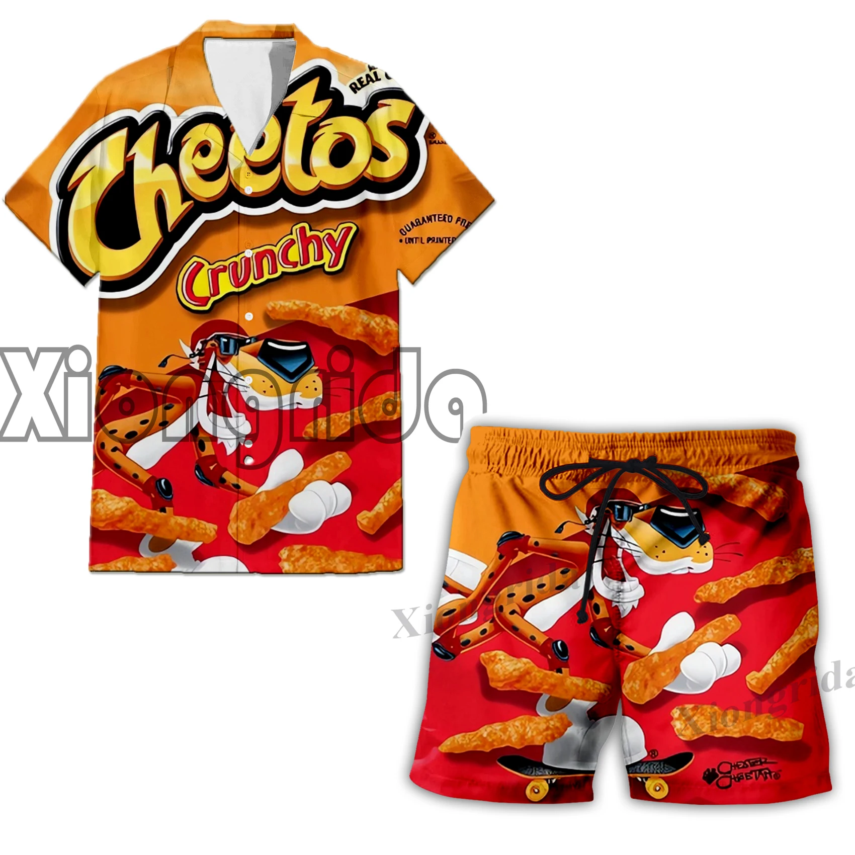 Novelty Cheetos Food Puffs Clothes Set 3D Printed Sweatpants Pants Shorts Hoodies Shirts T shirts Sweatshirts Men Tracksuits New