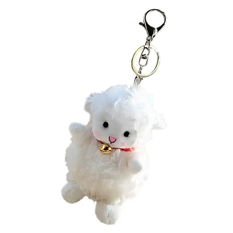 Stuffed Sheep Plush Keychain Key Holder Doll Plush Backpack Purse Pendant Cute Stuffed Toy White Sheep Bag Charm 9Cm/3.5Inch