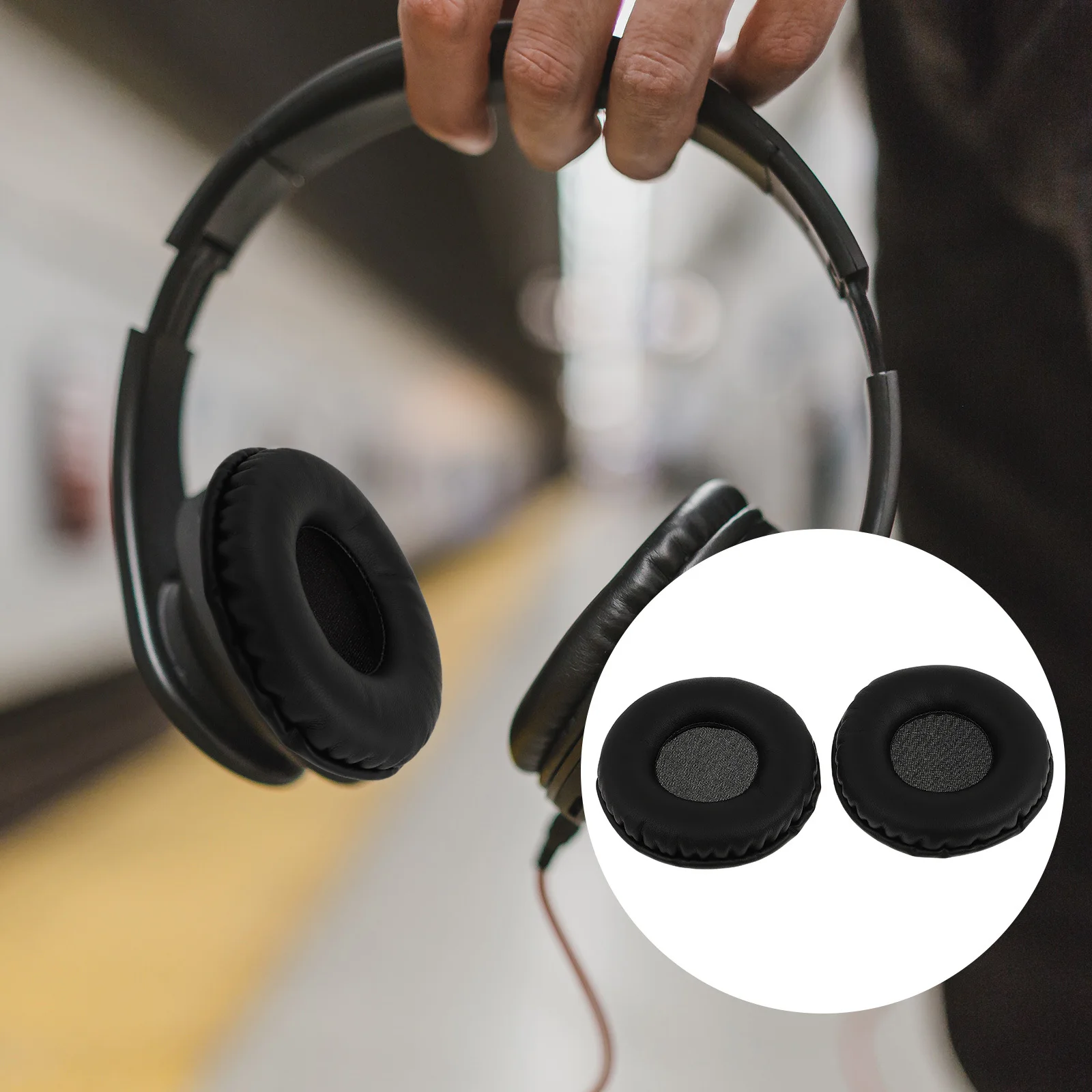 

1Pair Ear Cushion for 1.0 2.0 Headphones Quality Material Flexible Hours of Comfortable Listening Black Ear Pads Cushion