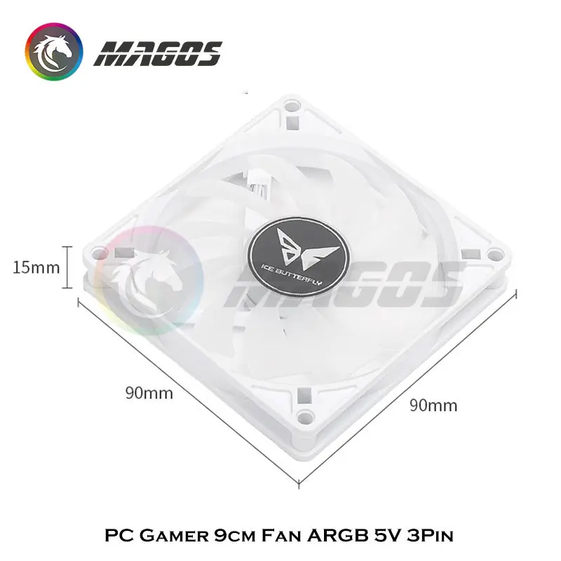 PC Cabinet ARGB Fan 9cm Ultrathin 9015/9025 15mm 25mm Slim Support 5V 3Pin ARGB+ 4Pin PWM Control Black White