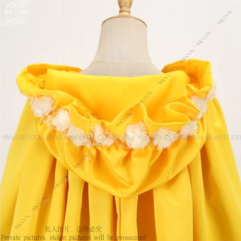 Princess Cloak Cosplay Halloween Party Role Play Woman Girl Cute Yellow Christmas Double Cape With Fringe Hat Kid Cos Anime