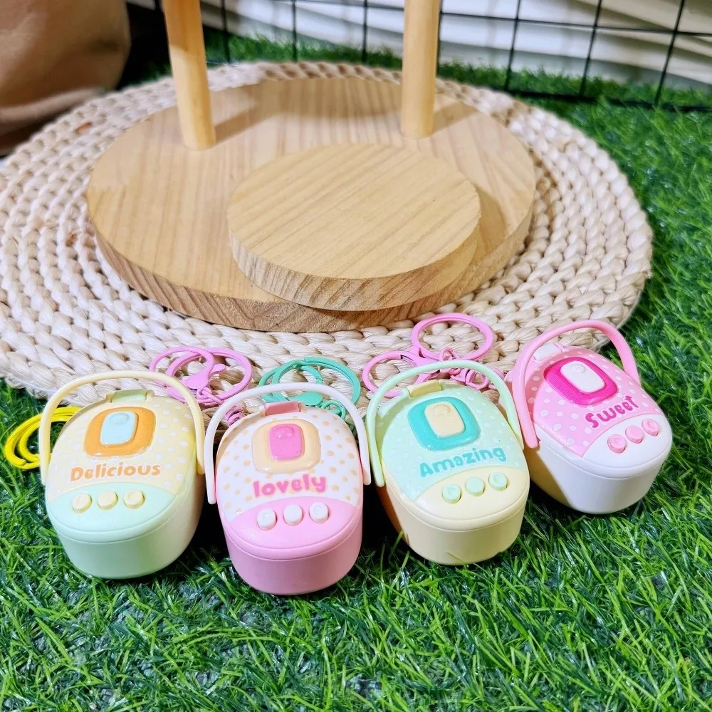 Creative Plastic Rice Cooker Keychain Cute Cartoon Sound Making Keychain Funny Voice Recorder Keychain Gifts