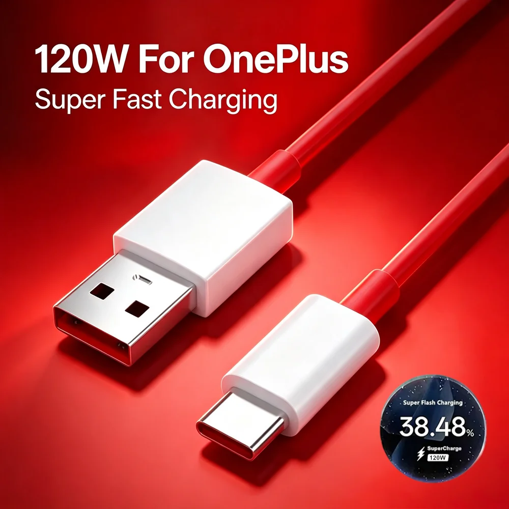 120W USB Type C Super Fast Charging Cable For OnePlus 9 9RT 10 Pro 11 12 13 15 Nord 2T 3 4 5 N200 N300 OPPO Reno 13 Realme GT 6
