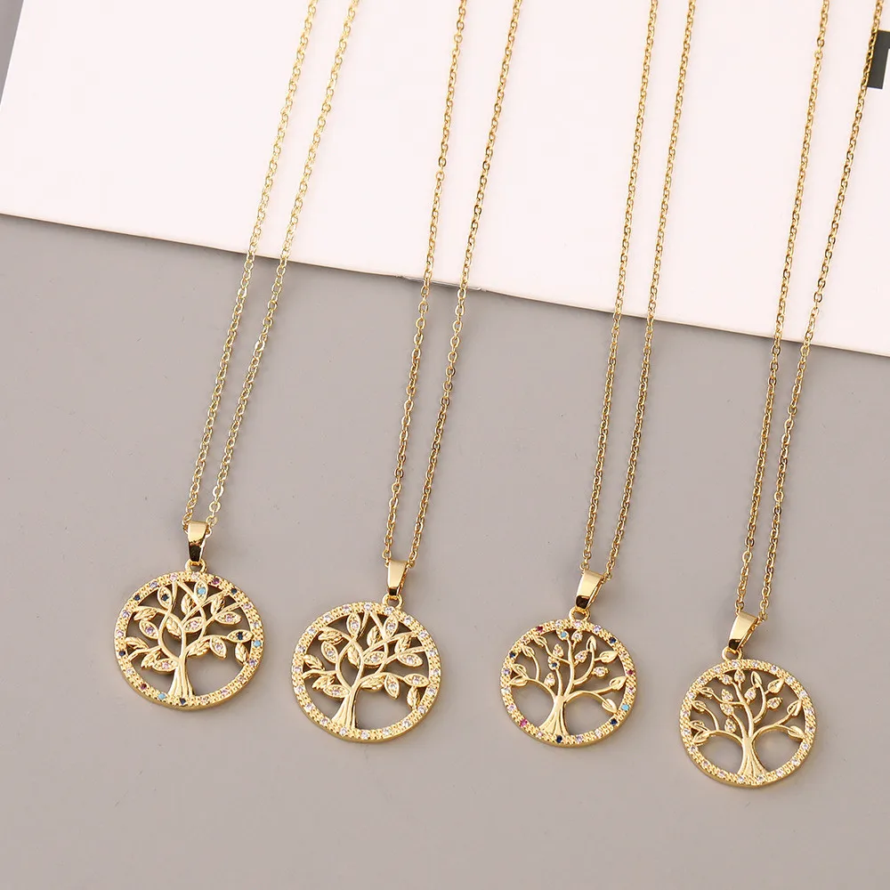 

Ожерелье для женщин с покрытием из 18-каратного золота изысканный кулон в виде растения из кристалла циркония Классическая бижутерия