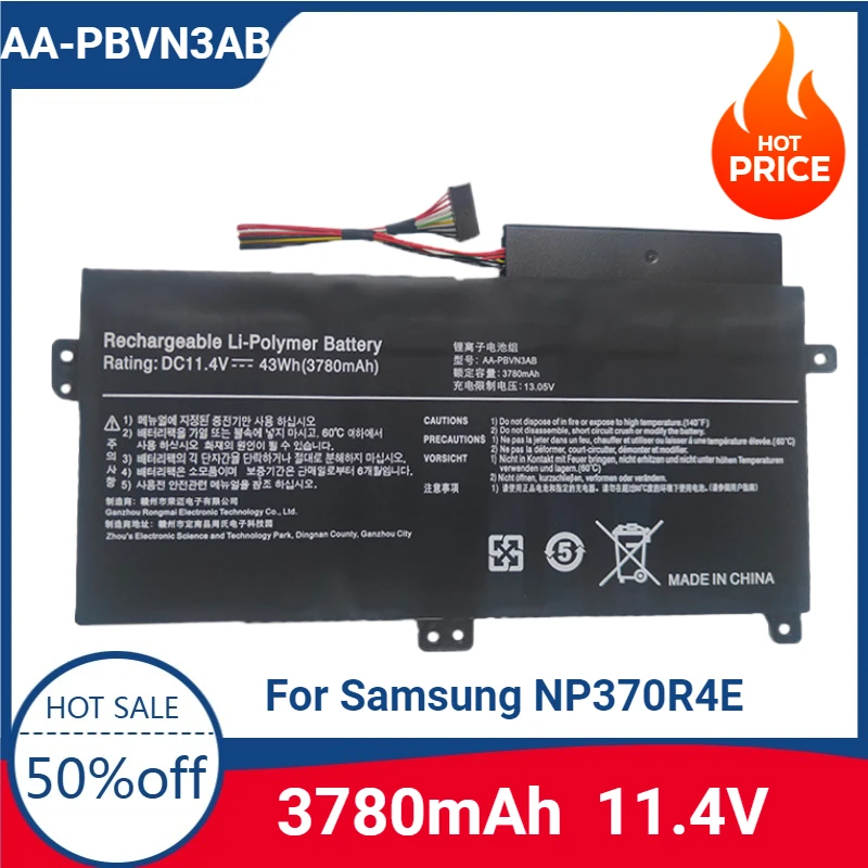 

New High-quality Battery 11.4V 43Wh AA-PBVN3AB Battery for Samsung NP370R4E NP370R5E NP370R5V NP450R4E NP450R5E