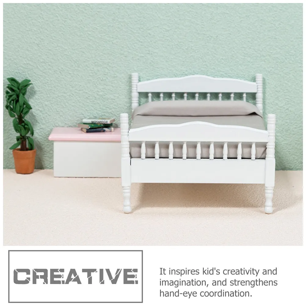 

Mini Double Bed for Dolly House Realistic Design Kids Room Decor Simulation Furniture Playset Accessory Small Bedroom Bed