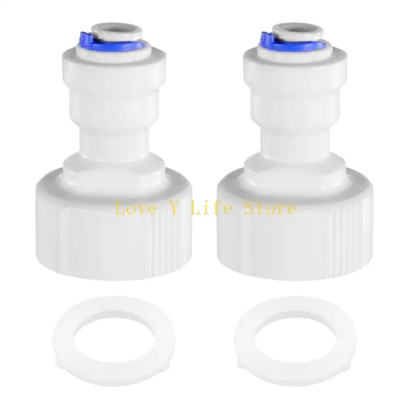 

L74C Pack of 2 Universal Water Filter Fittings Pressure Resistant Plastic Adapter for Refrigerator Ice Maker