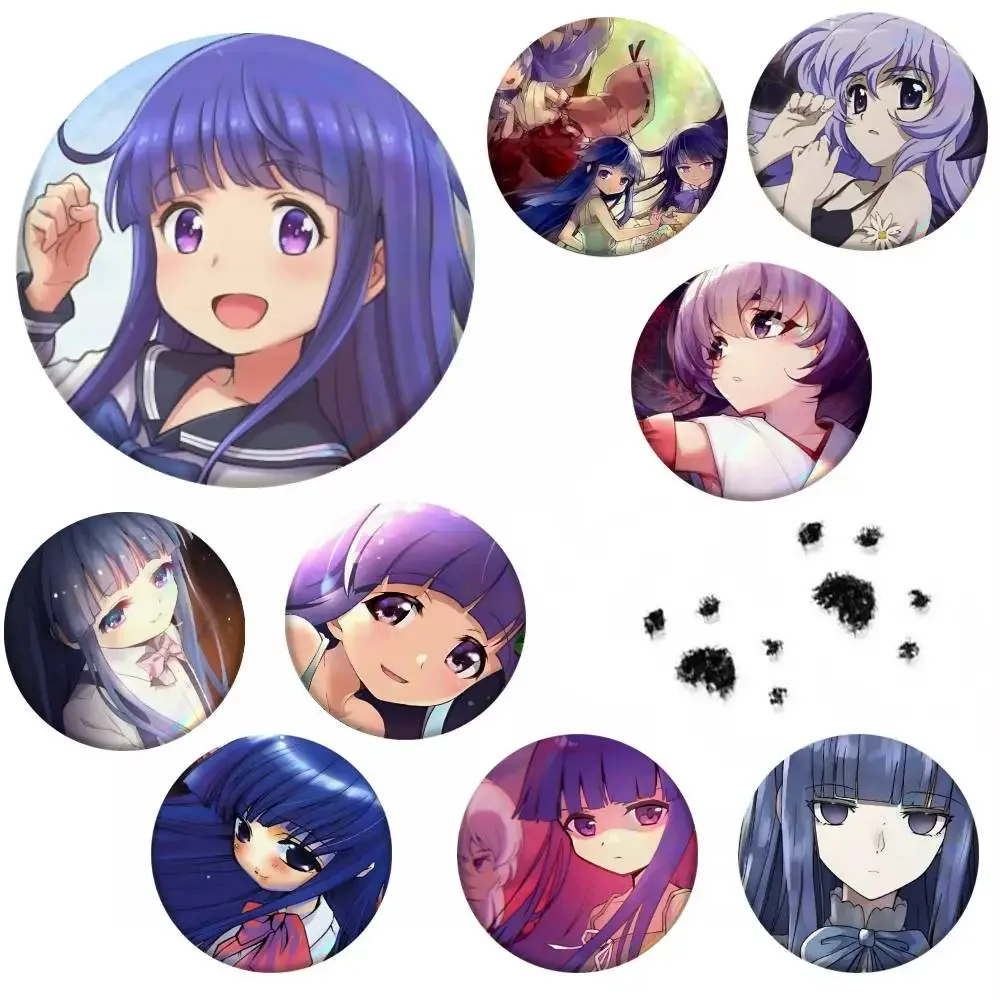 Furude Rika Higurashi When They Cry Badge Tinplate Meme Round Brooch For Hat Bag Creative Lapel Jewelry Accessories Gifts