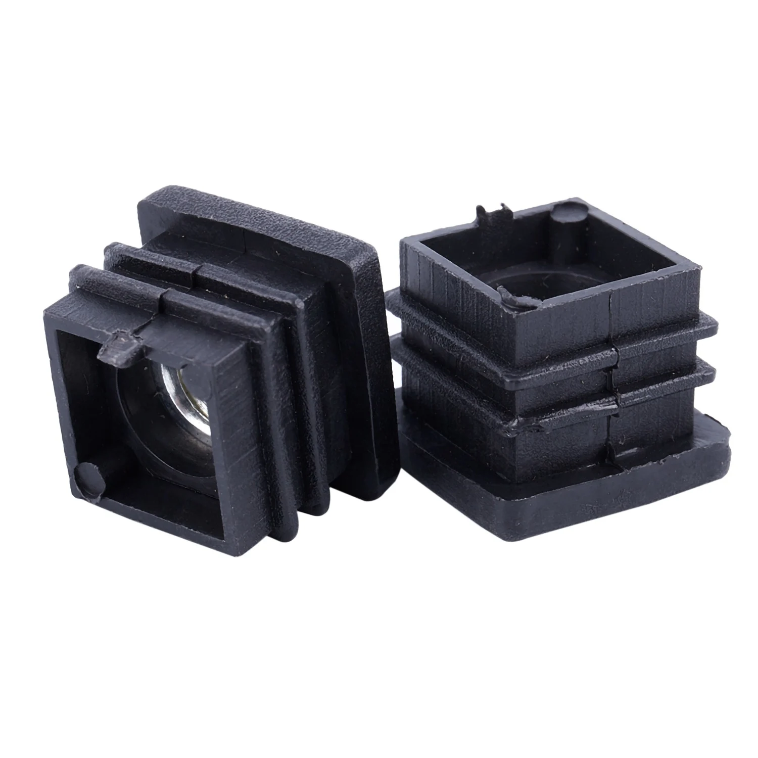 Square Tubing Pipe End Caps Insert Plugs M8 Thread 20x20mm 20Pcs Black