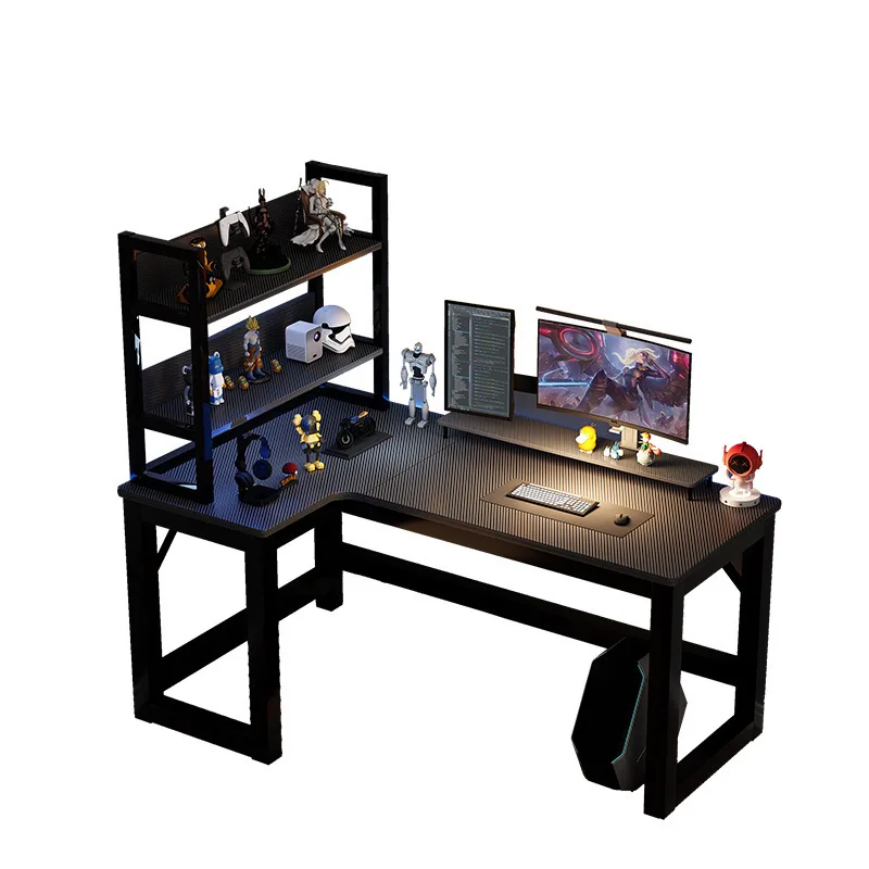 

Corner e-sports corner computer desk desktop home double bookshelf combination bedroom office