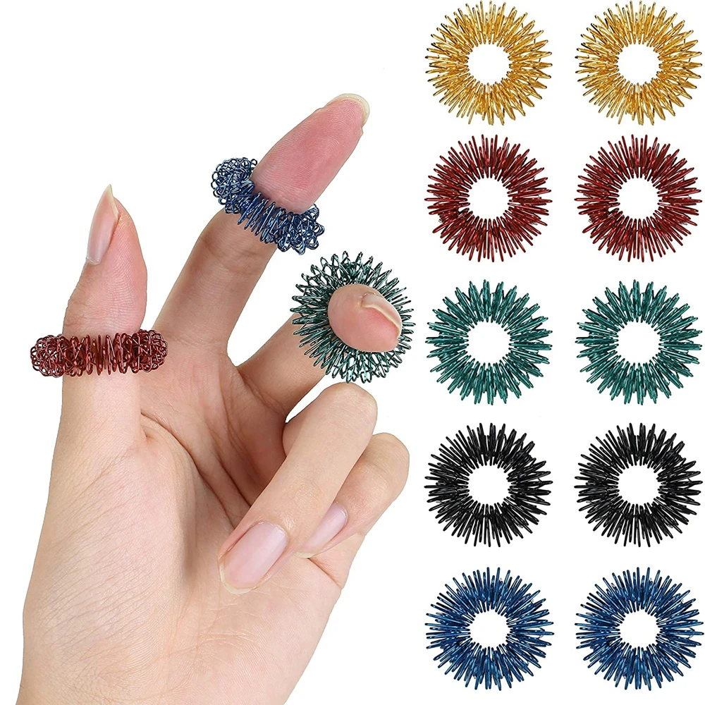 100PCS Stress Relief Fidget Sensory Toys Rings Silent Stress Reducer Ring for Kids Adults Anxiety Massager Fidget ADHD Autism