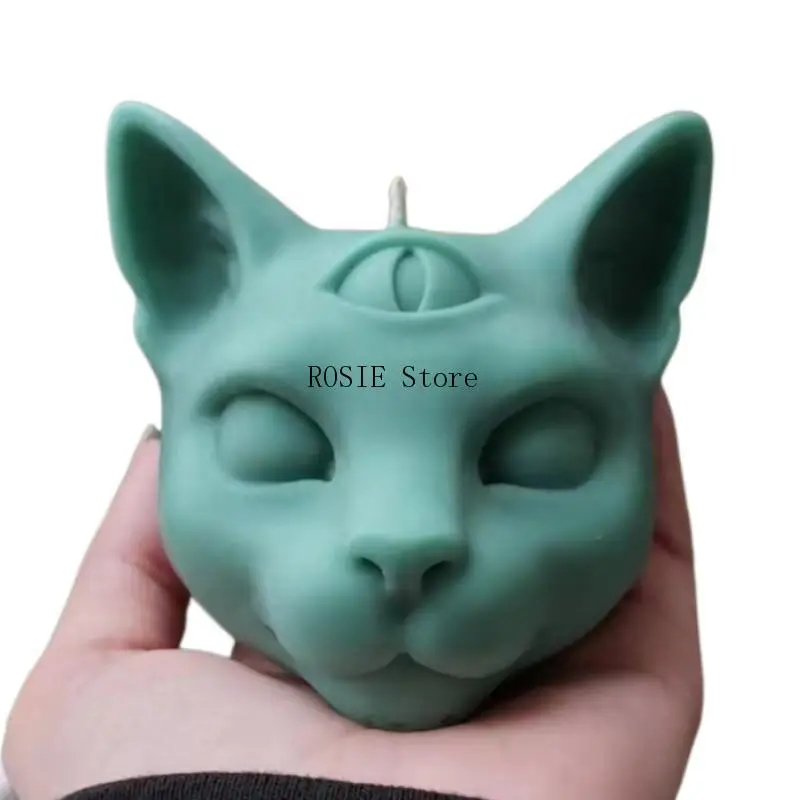 Eyes Cat Head Candle Silicone Mold 3D Cat Scented Candle Soap Gypsum Ornaments Making Mold Party Party Candle Gift Mold