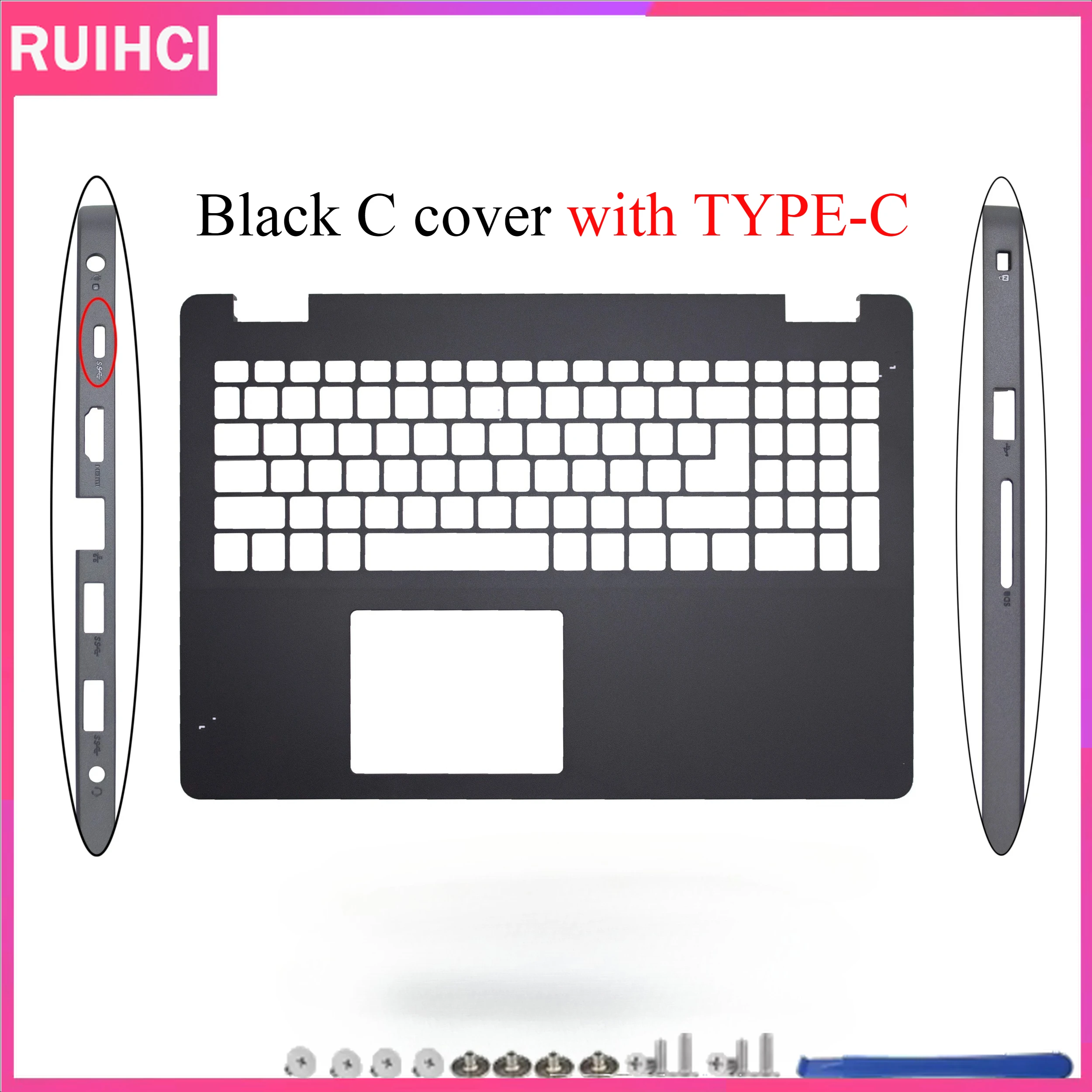 New For DELL Inspiron 3501 3505 Laptop Bottom Case Palmrest Bezel Hinge LCD Back Cover Front Bezel US Keyboard view 4