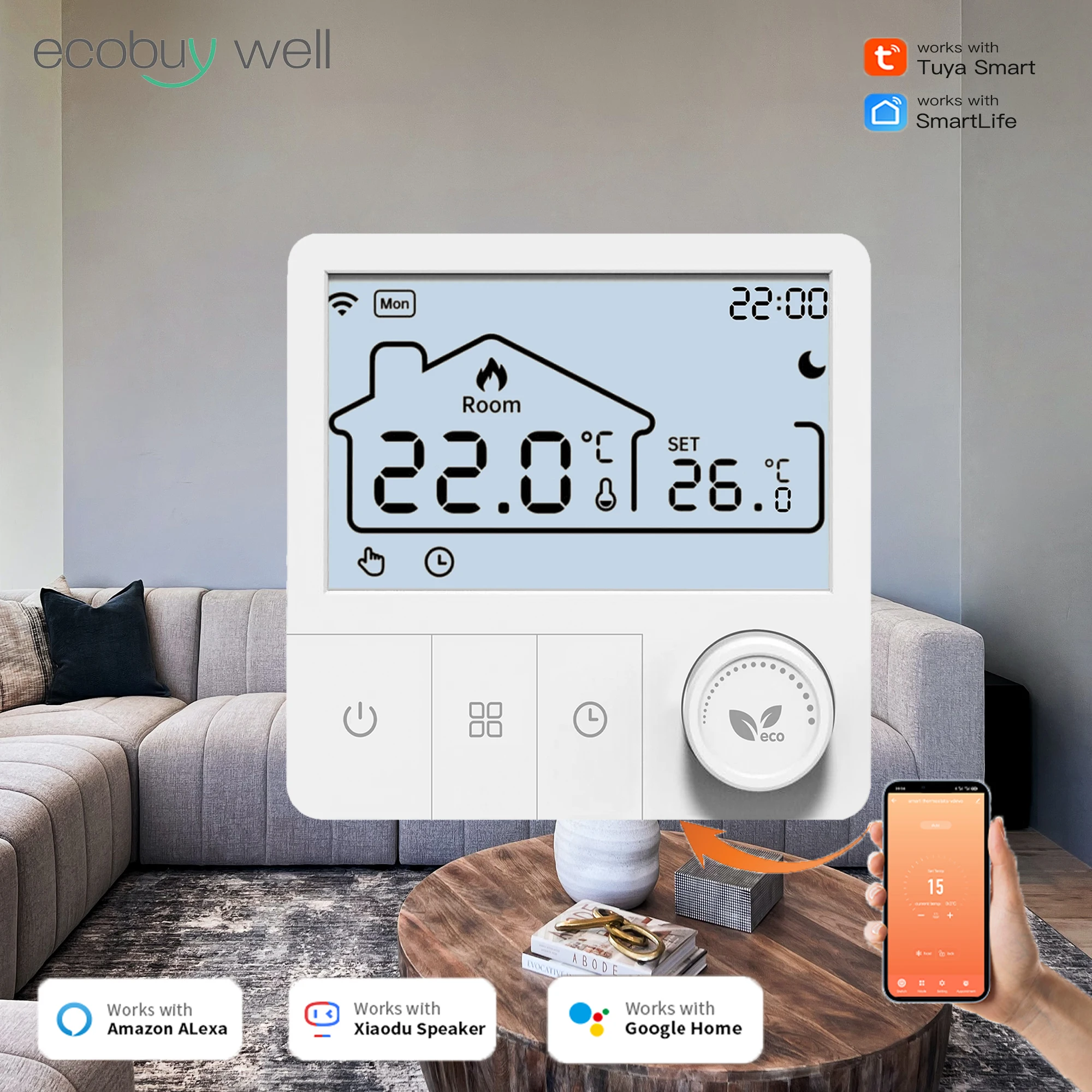 

Tuya Wifi Thermostat Smart Battery-powered Wifi Boiler Thermostat Heating Temperature Controller Smart Life Alexa Google Home