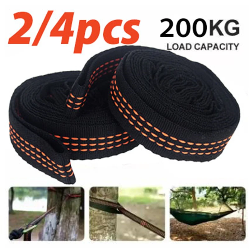 2/4Pcs High Bearing Capacity Hammock Straps 600lbs Breaking Strength Polyester Hammock Belt Rope 5 Ring Correias De Poliéster