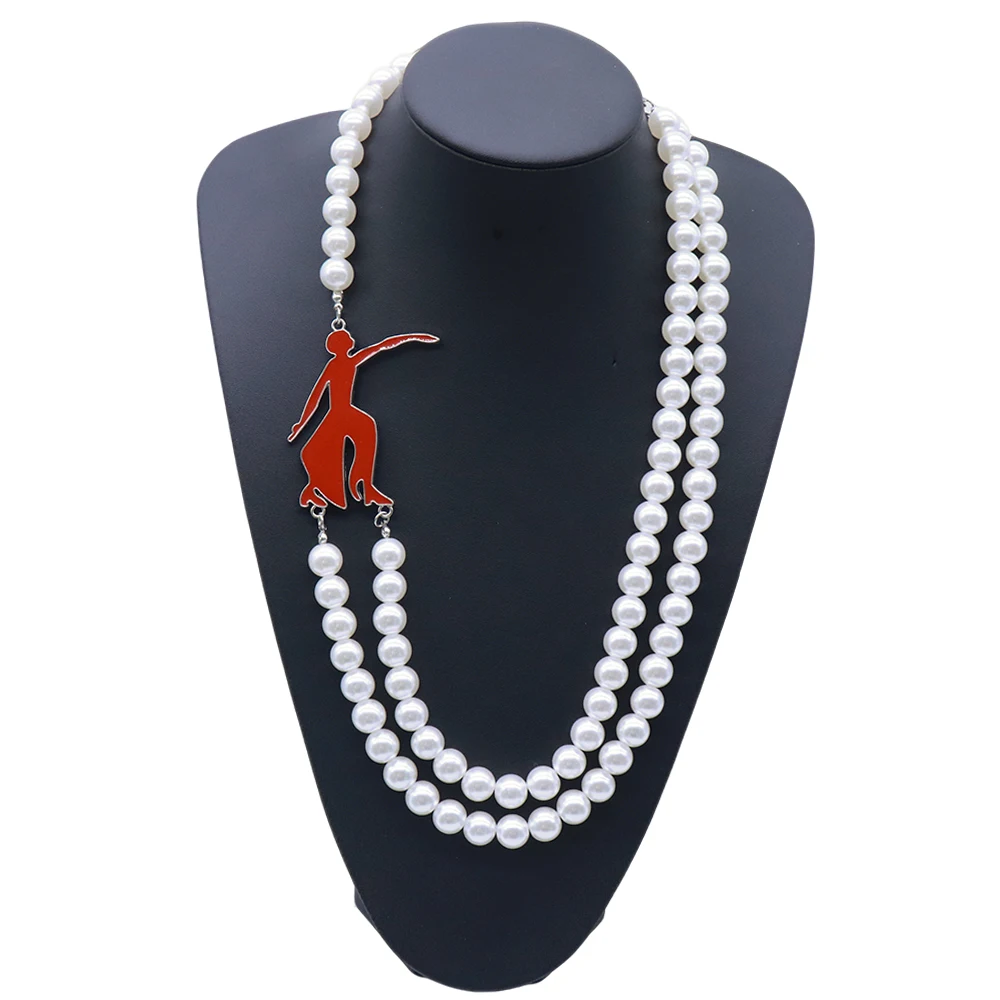 اللؤلؤ المختنق بيان اليونانية رسالة الأحمر الثروة DST زيتا DOI TLOD سوينغ فاي سوينغ دلتا نادي نسائي قلادة مجوهرات #1