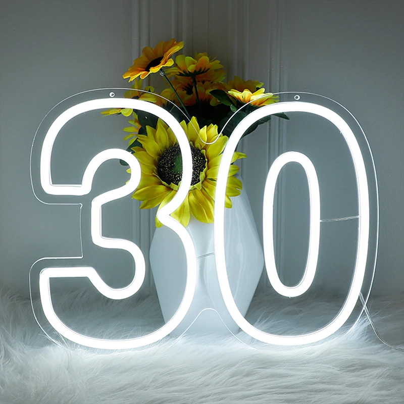 10 Styles Birthday Table Number Neon Sign,Desk Lamp Night Light Wedding LED Neon Sign Custom Number Letter Sign Wedding