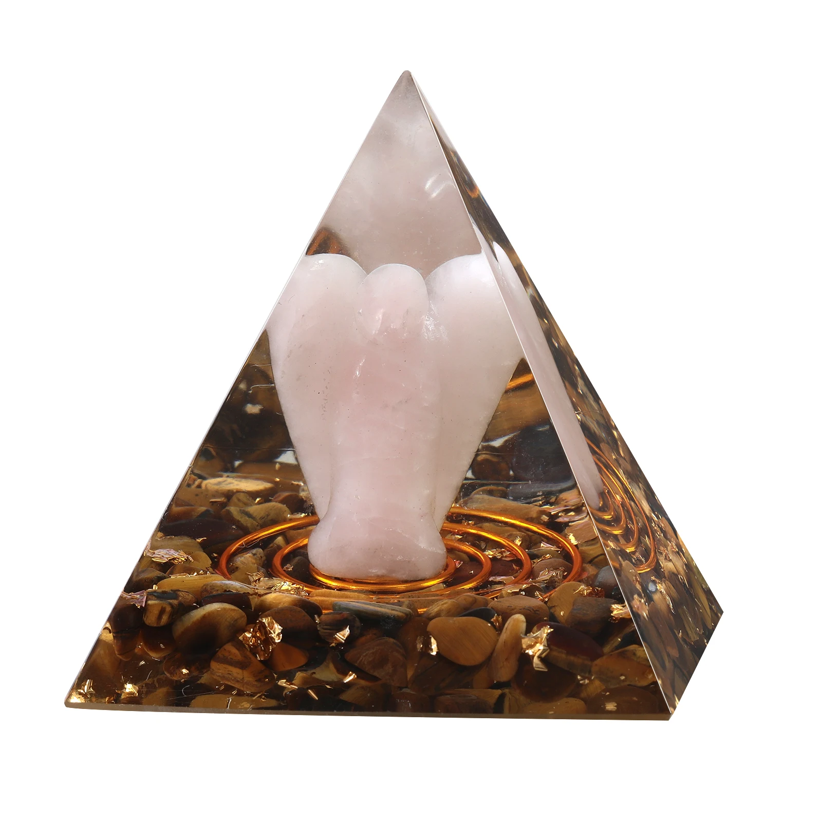 Guardian Angel Orgone Pyramid With Natural Crystal Tumbled Stones Orgonite Generator For Protection Healing Home Decor