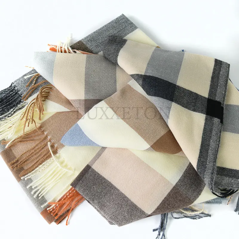 Luxury Plaid Scarf Winter Warm Cashmere Women Long Pashmina Foulard Female Scarves Lady Tassel Shawl Wraps 2022 Design New