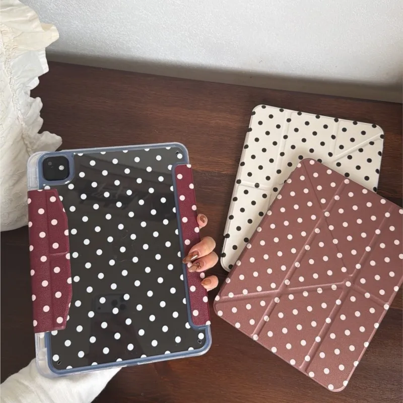 Korean INS Polka Dots Tablet Case For iPad Mini 6 7 2017 2018 9.7 Air 1 2 IPad5 6 Pro 9.7in 7 8 9th 10.2 Minimalist Stylish Case