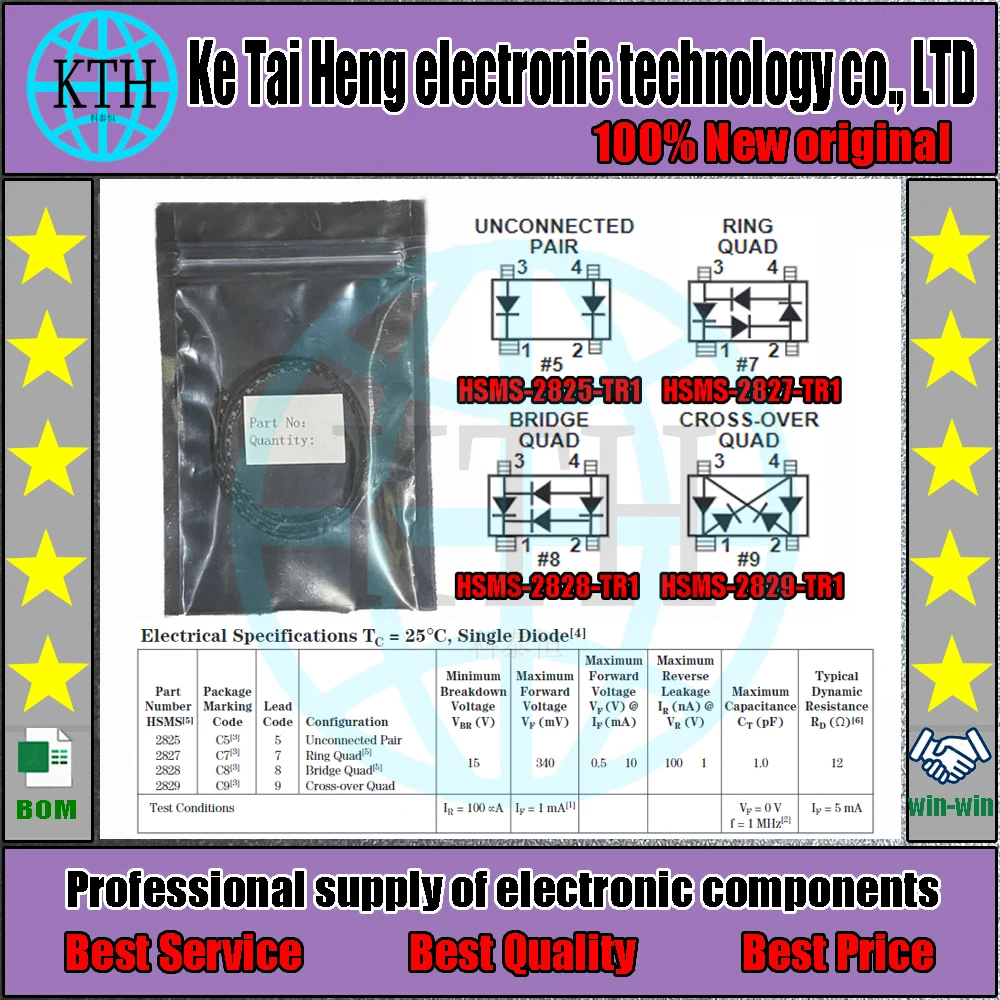 10pcs/lot HSMS-2825 HSMS-2827 HSMS-2828 HSMS-2829 100% new SOT143 HSMS-2825-TR1  HSMS-2827-TR1 HSMS-2828-TR1 HSMS-2829-TR1