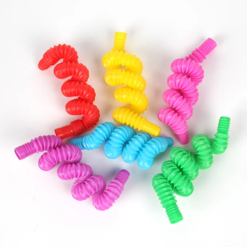 5PCS Mini Color Plastic Bellows Squeeze Toy Pull Telescopic Tube Popular Sensory Toys Adult Restless Children Decompression Vent