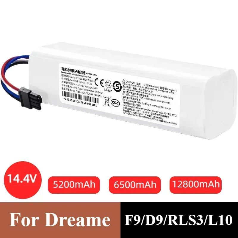 

P2008-4S2P-MMBK Original For Dreame Robot Vacuum Mop Cleaner D9 F9 L10 L10 Pro 14.4V 12800mAh Li-ion Battery Pack 4INR19/66-2