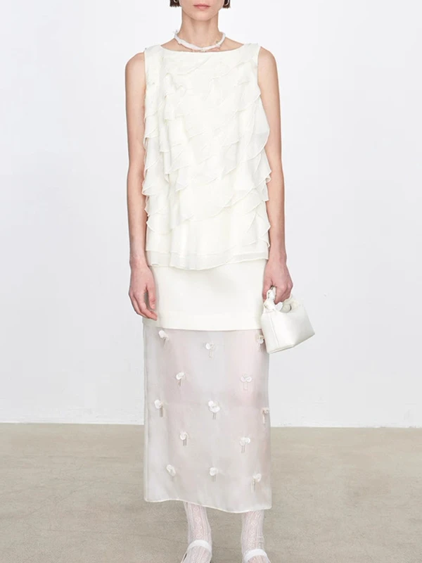 

Slimming High Waist Straight Tube Skirt Sequin Beading Tassel Lace Paneling Midi Skirt Women's Daily Faion Polyester Blend