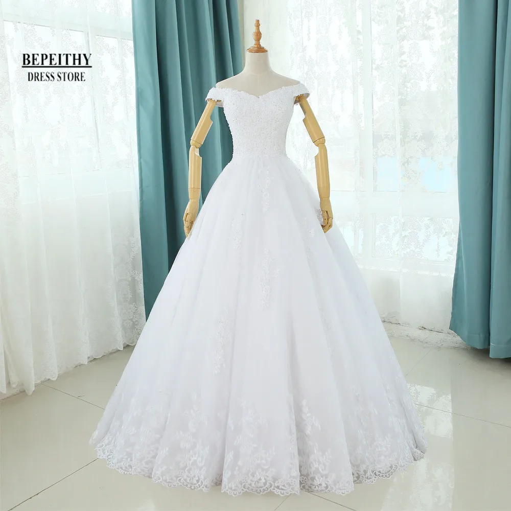 BEPEITHY Customized Robe De Mariée Off The Shoulder Wedding Dresses For Women Bride A Line Elegant Floor Length Bridal Gowns