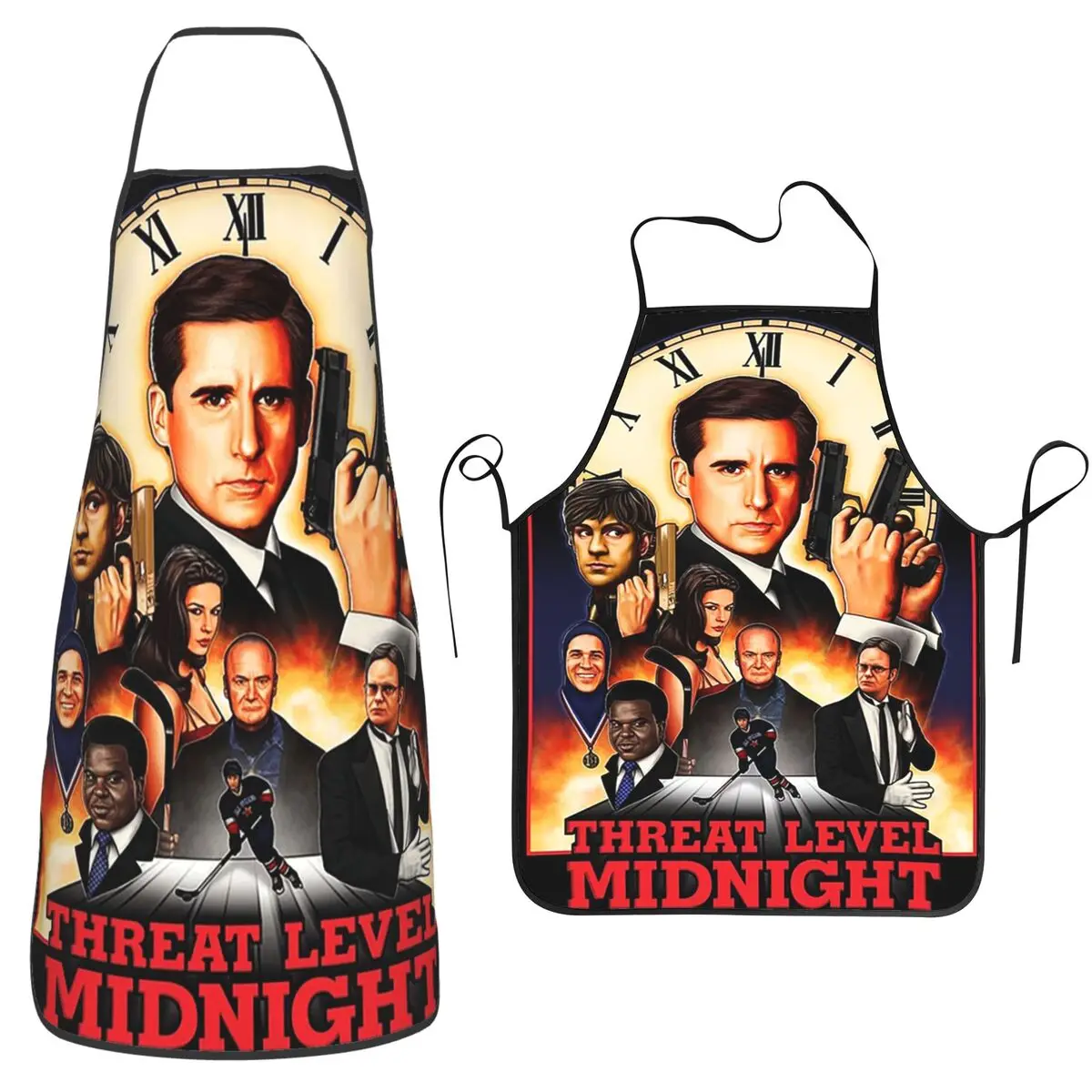 Threat Level Midnight Aprons Chef Cuisine Tablier Waterproof Bib Kitchen Cleaning Pinafore for Women Men Painting