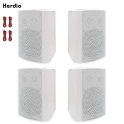 Herdio 5.25'' 600 Watts Passive Speakers Full Range Stereo Wired Waterproof Wall Mount Speakers with Loud Volume  For Patio