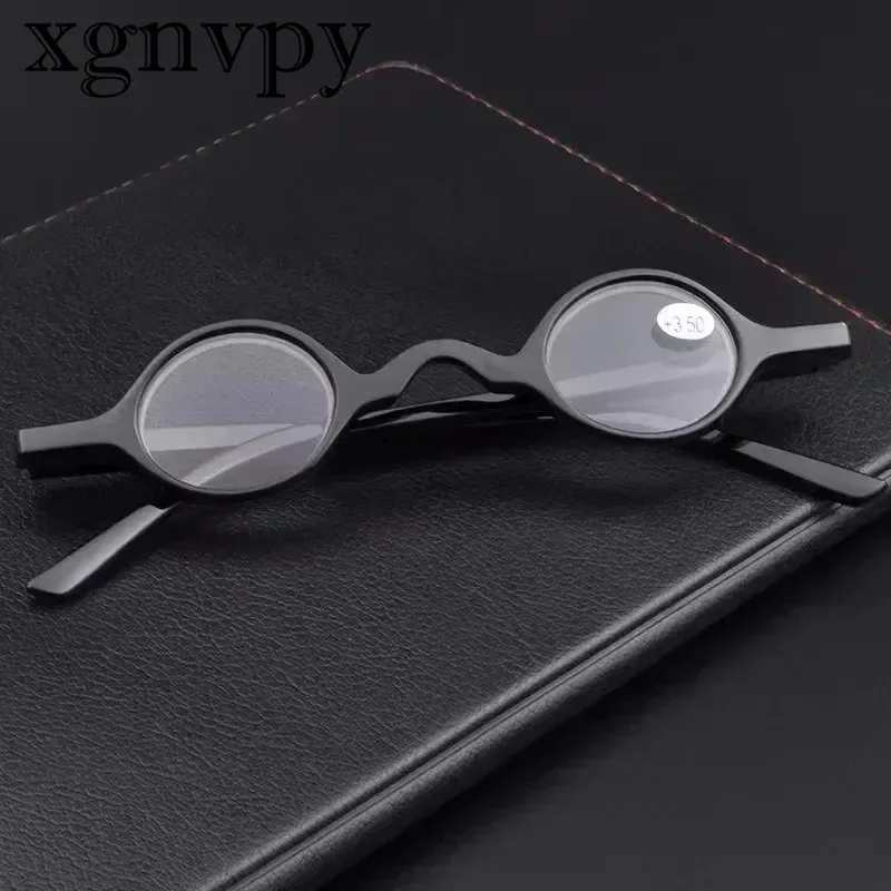 xgnvpy New retro personality mini small round frame reading glasses for men and women fashion spring foot reading glasses