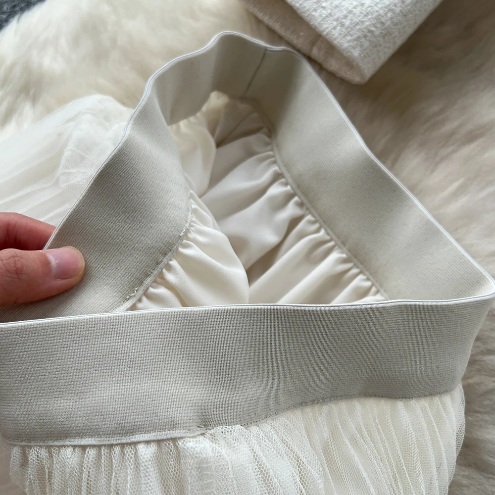 ชุดเดรสยาวแขนยาวผ้าตาข่ายสไตล์วินเทจสำหรับงานปาร์ตี้ แฟชั่นเกาหลี เสื้อผ้าผู้หญิง ชุดเซ็ตสองชิ้น