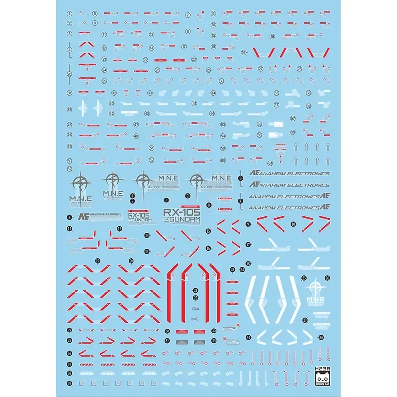 Square Cat High-Precision Fluorescent Waterslide Decals for HGUC RX-105 Kersey Sanggouda Flash Hathaway Hobby DIY Accessories