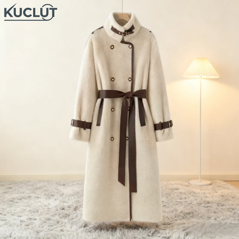 

Women Winter Long Fur Coat High-end Fashion Temperament New Double Breasted Fluffy Windbreaker Thicken Warm Fur Jacket Outwear