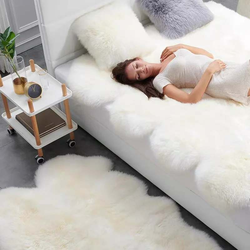 100% Natural Sheepskin Mattress  Australia White Real Fluffy Shaggy Wool Comforters Rugs Bedroom Thicken Blankets For Bedding