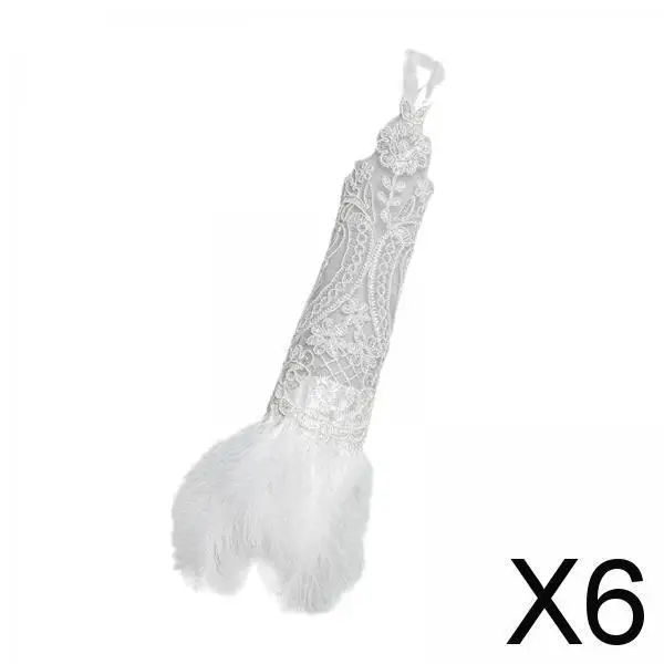 

6 женских перчаток с перьями в готическом стиле для свадебных костюмов, аксессуары белого цвета