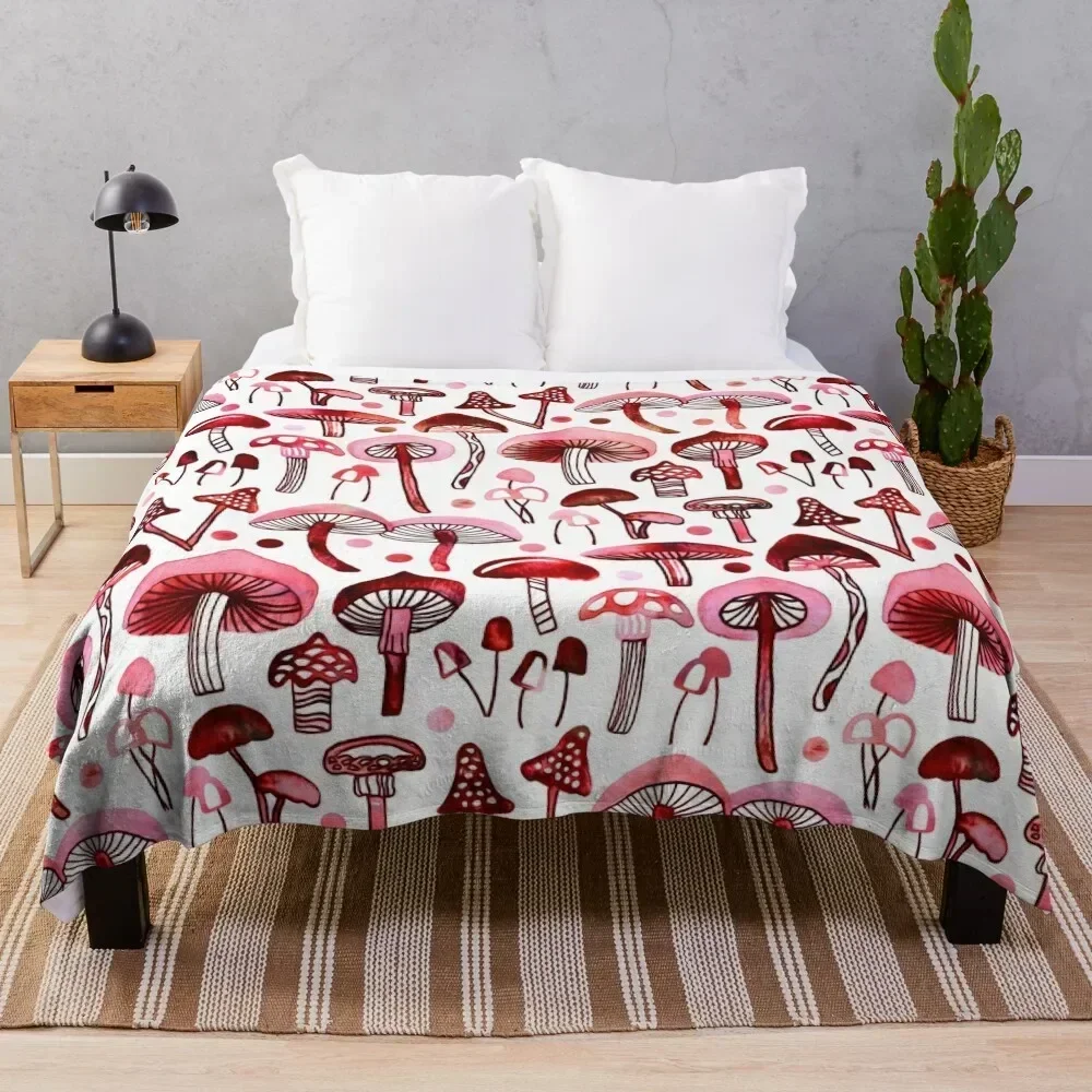

Pink Mushrooms Throw Blanket Fuzzy Plush Throw Blanket for Sofa Chair