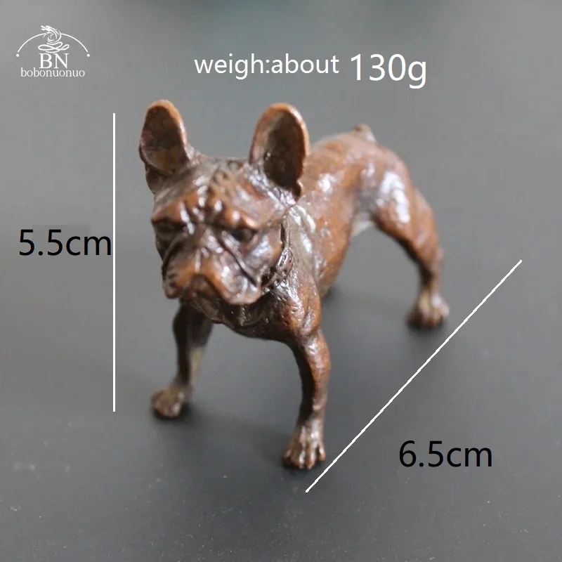 Copper Desk Ornaments Bulldog Miniatures Figurines Handmade Retro Brass Animal Pet Dog Statue Home Decorations Accessories Craft