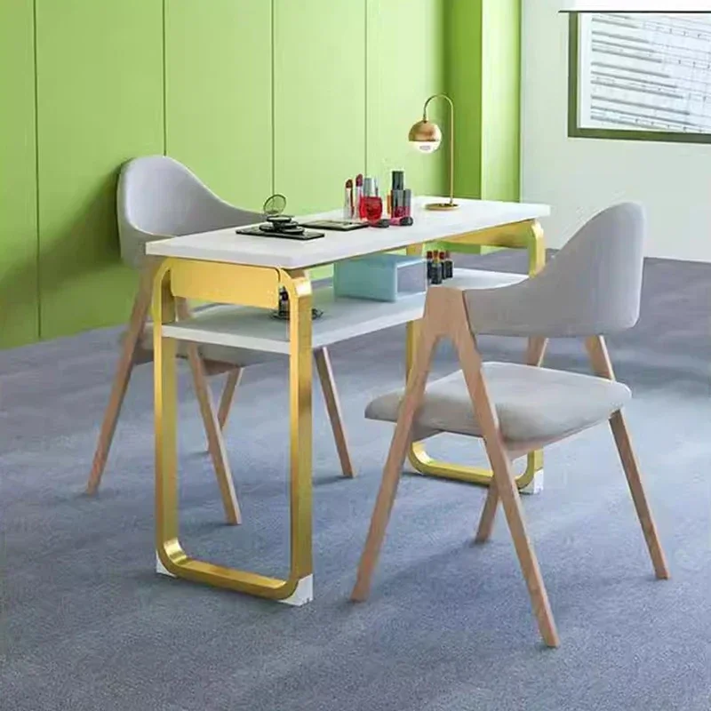 

For Cream Style Manicure Professional Reception Desks Nail Tables Multifunction Storage