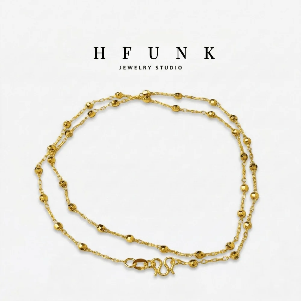 

French light luxury necklace for women with ins design, round bead bead cross chain, choker collarbone necklace