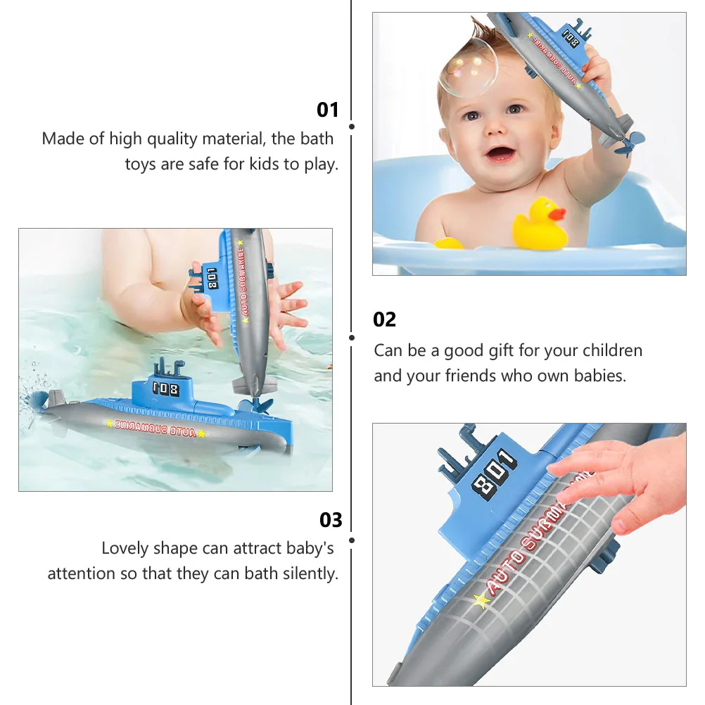 Bath Toys Baby Bathing Playthings Water Playing Wind-up Shower Clockwork Submarine